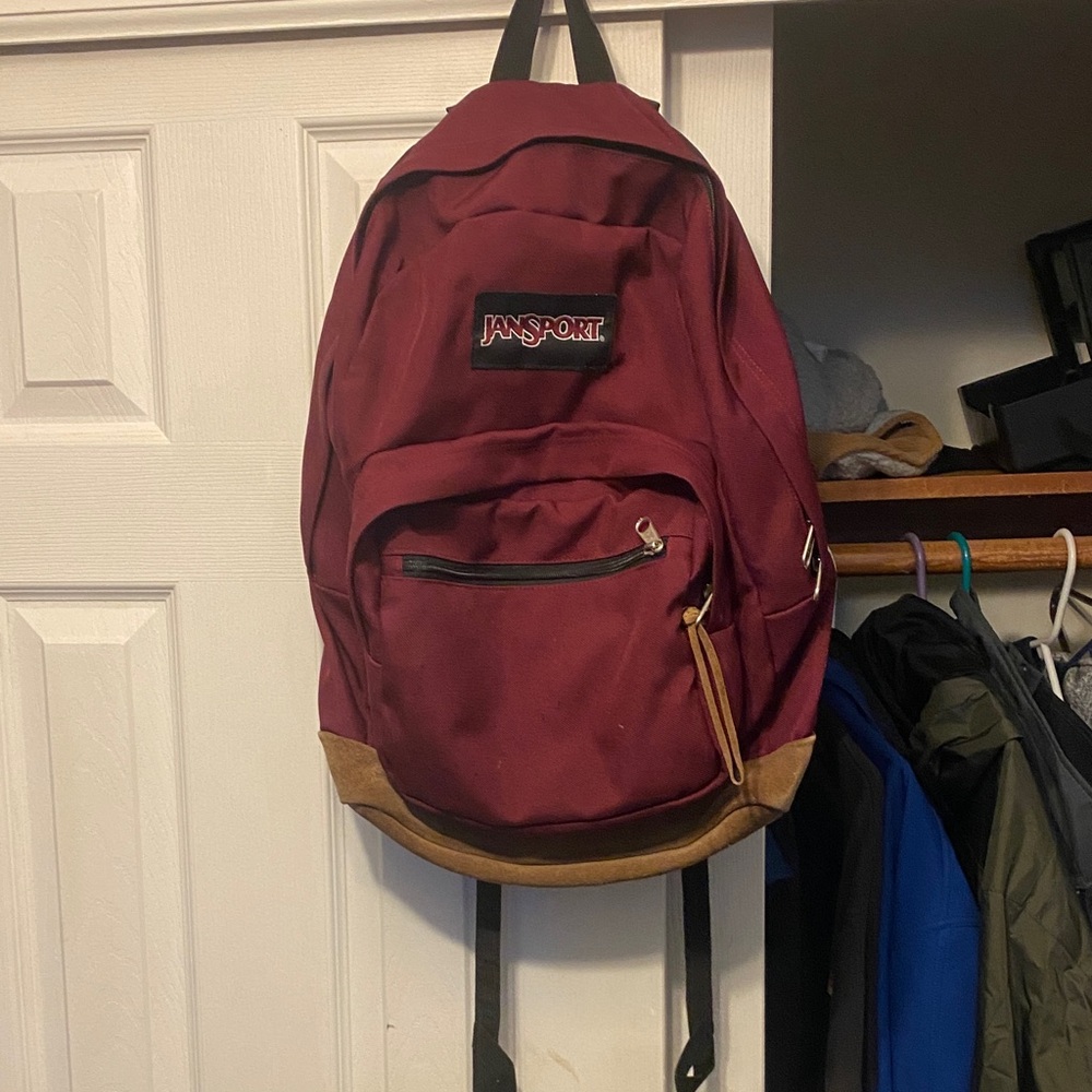 Jansport Burgundy Backpack with Tan Accents